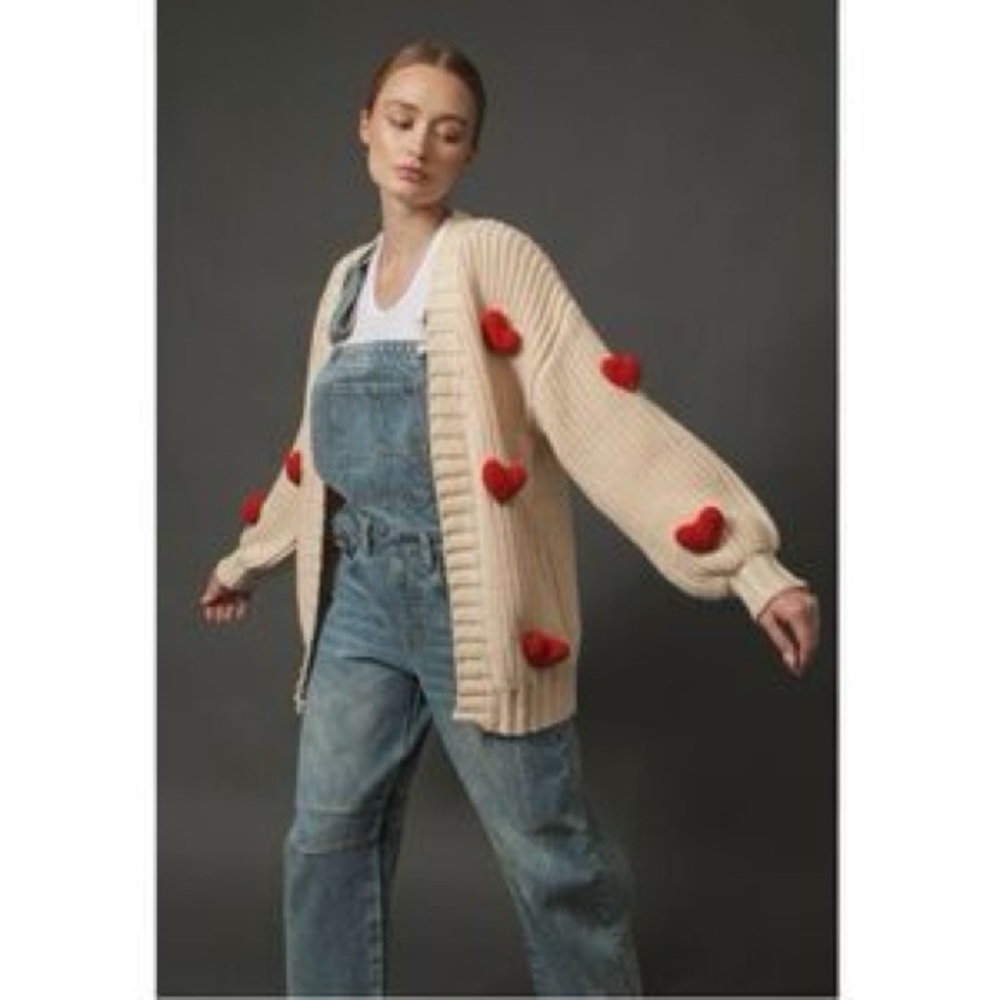 NWT Bailey/44 3D HEART CHUNKY CARDIGAN - Picture 2 of 6